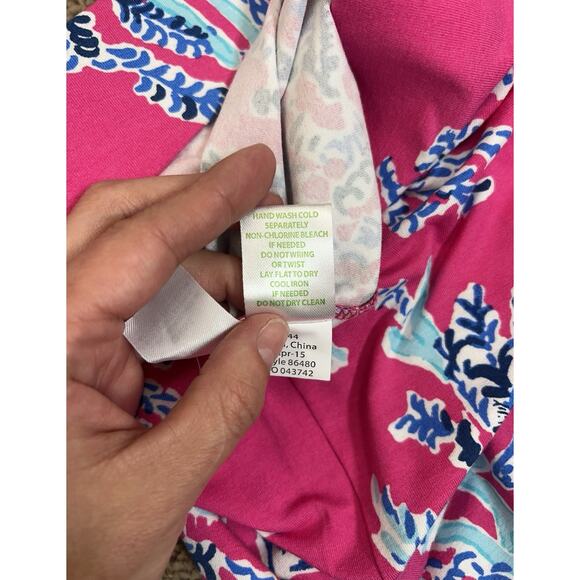 Lilly Pulitzer XS Tropical Resort Coral Print Coastal Wide Leg Pants Stretch - Picture 8 of 10